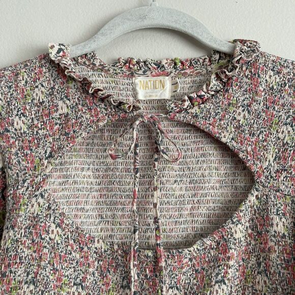 Nation LTD Abrielle Tee Superbloom Top Classic Boho Size Medium Pink Floral - Picture 3 of 12